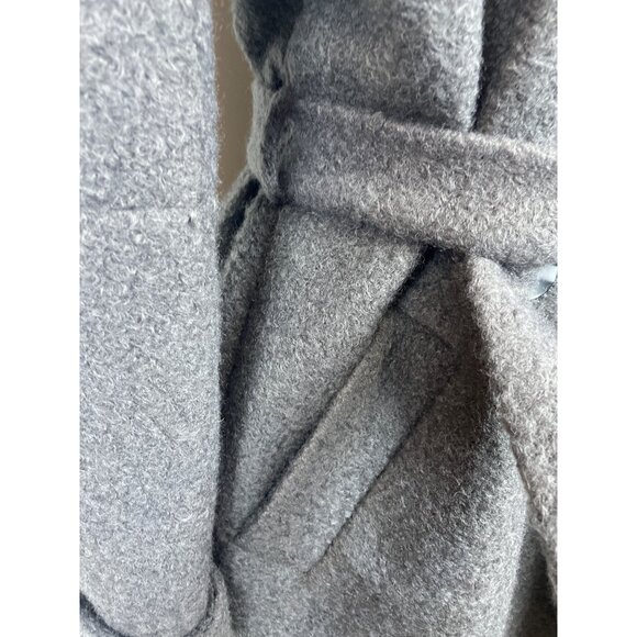 Vintage Gray Wool Blend Double-Breasted Belted Womens Overcoat - Picture 6 of 12